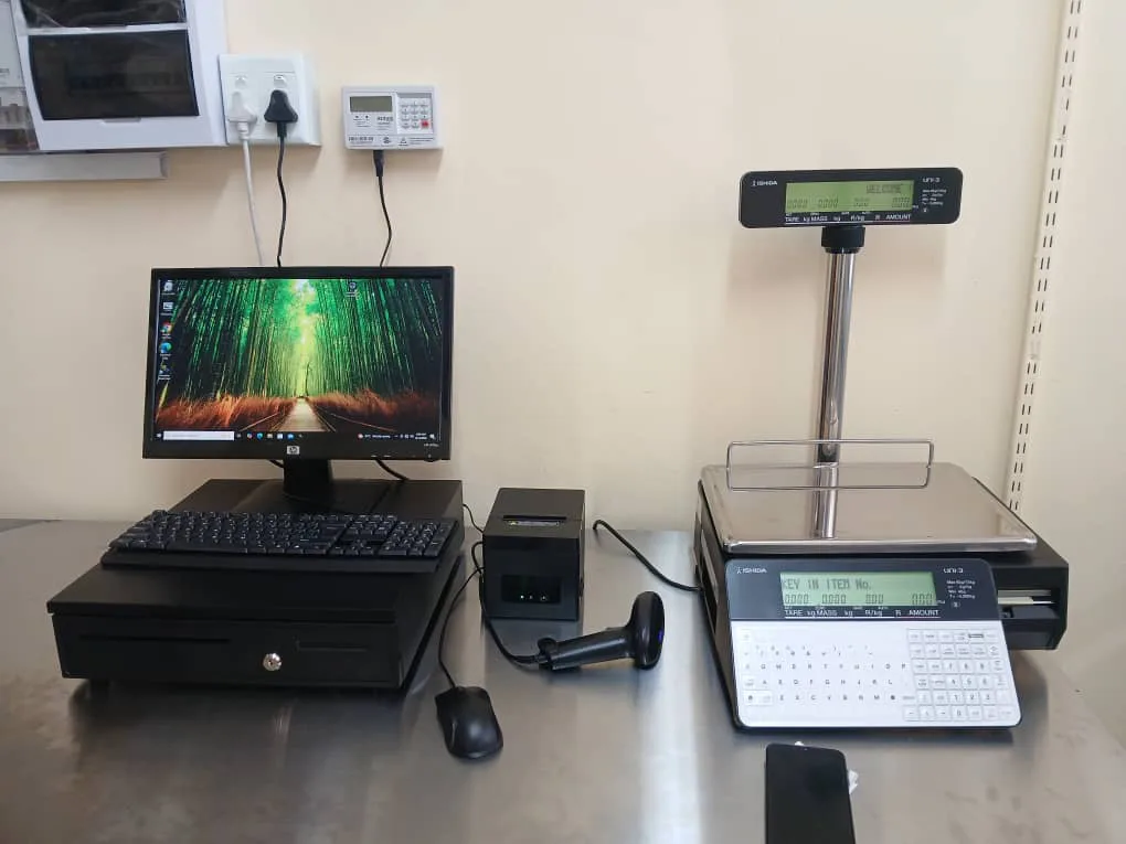 An Amateta POS terminal installed on a shop counter in Namibia