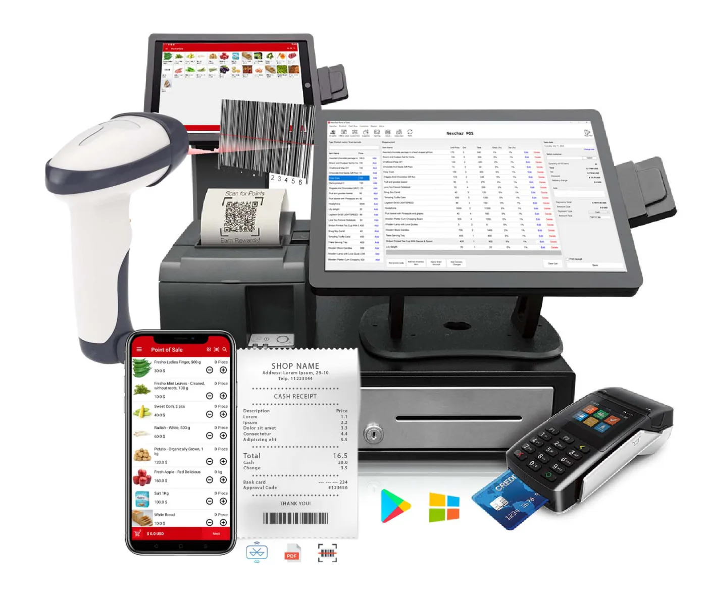 An all-in-one Amateta POS terminal on a shop counter